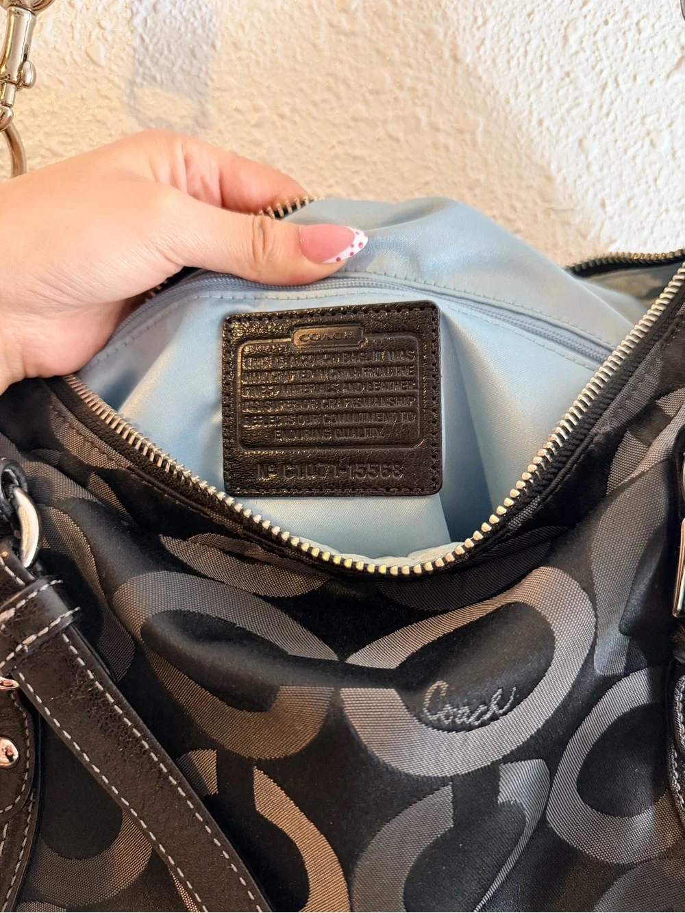 Coach Black Signature Circle Satchel with Silver Hardware